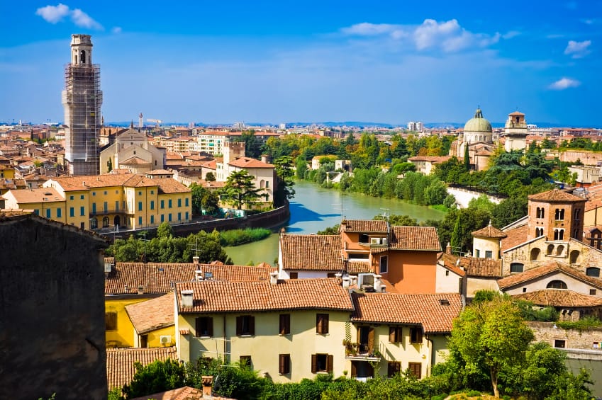 Verona panoramic view from the hill, Italy