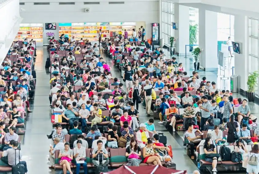Extremely Congested Airport Waiting Area - The Early Air Way